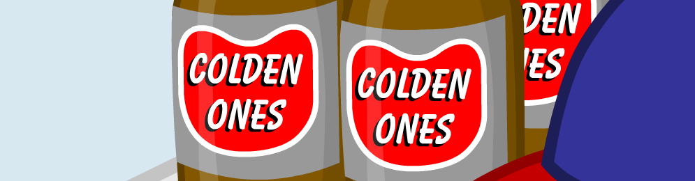 "There my hat is at! Right between the milk and the Colden Ones."